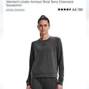 Under Armour Rival Charcoal Terry Crew Neck Sweatshirt Sweater Workout  NEW NWT!